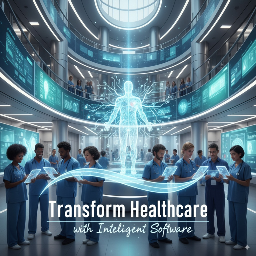 Doctor using modern computer system